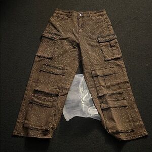Brown Cargo Pants with White Dots